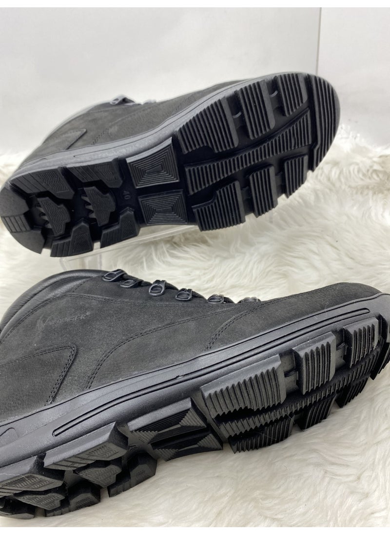 VOYAGER Real Nubuck Leather Ankle Black Trekking Boots (3965 ) - Black - 46 - ST00745-BLACK-46  - Image 1