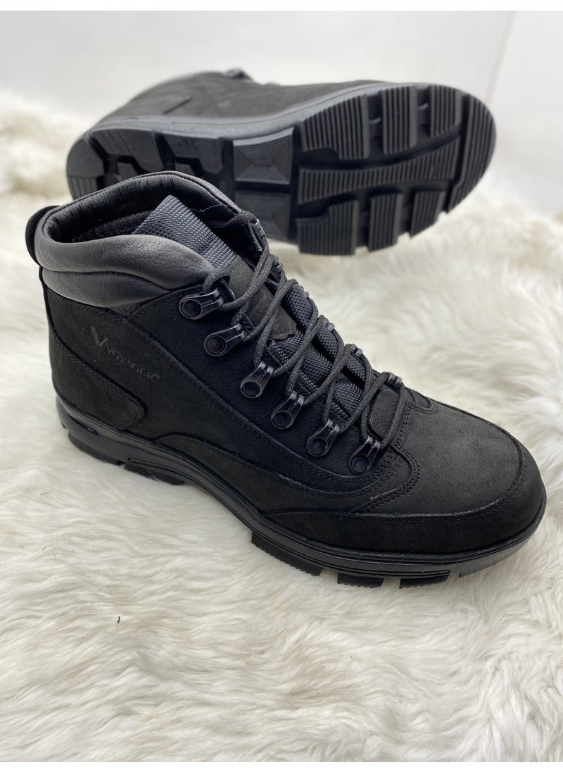 VOYAGER Real Nubuck Leather Ankle Black Trekking Boots (3965 ) - Black - 46 - ST00745-BLACK-46  - Image 2