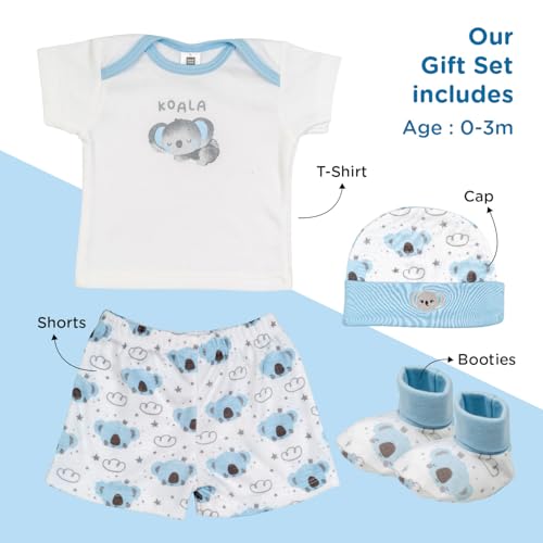 Mee Mee New Born Baby Gift Set | Soft Cotton Clothing Essentials for Infants/Baby Girls, Boys | Baby Shower Clothing Hamper (4 Pieces, Blue)| Ideal Gift for New Born Baby - Image 4