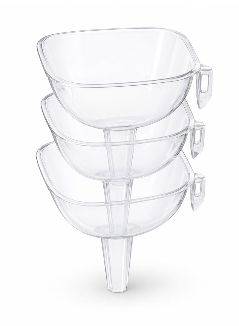 favilla 3-piece plastic funnel set with a square base – various sizes for mess-free pouring – multi-purpose - Image 1