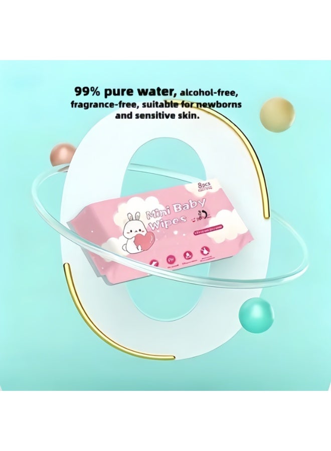 Mini Personal Travel Wipes 384 ​​Count ,99% Pure Water, Fragrance Free Hypoallergenic Wet Wipes - Image 5