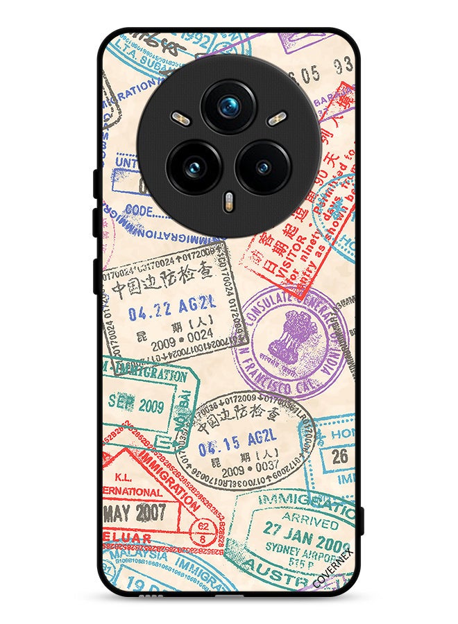 Covernex Realme 14 Pro 5G Protective Case Cover Travel Stamps Pattern