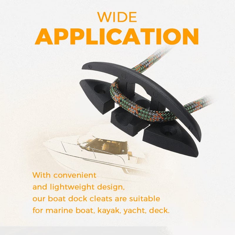 Yetaha Folding Boat Cleat, 4 Pack Flip Up Dock Mooring Cleat, Marine Deck Rope Cleat Accessories With Mounting Screws For Boat Kayak (Black) - Image 2