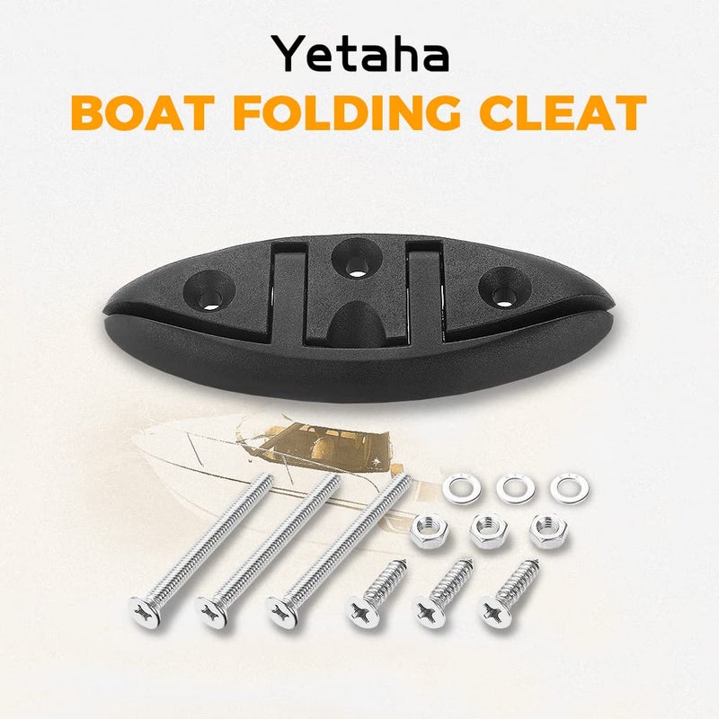 Yetaha Folding Boat Cleat, 4 Pack Flip Up Dock Mooring Cleat, Marine Deck Rope Cleat Accessories With Mounting Screws For Boat Kayak (Black) - Image 5