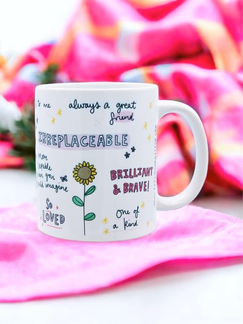 DAYS Sister You are Mug Sister Ceramic Coffee Mug with Inspirational Design, Rainbow and Floral Pattern, White Rakhi Gift for Sister Little Sister Cousin - Image 4