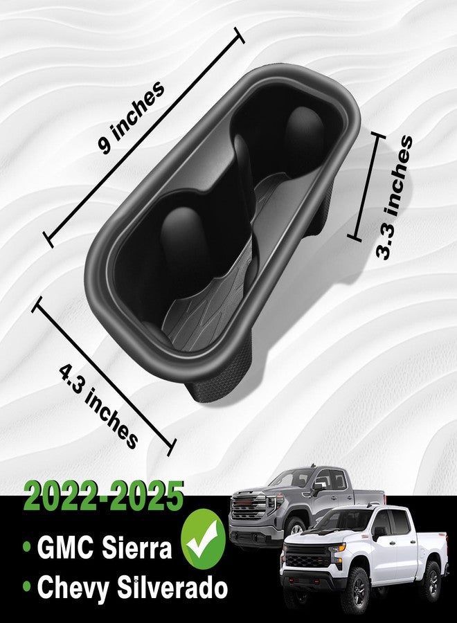 Muslogy Center Console Cup Holder Inserts Compatible with 2022-2024 2025 Chevy Silverado & GMC Sierra Accessories Middle Console Drink Holder TPE Organizer Non-Slip Drink Stopper(Bucket Seat Only) - Image 2