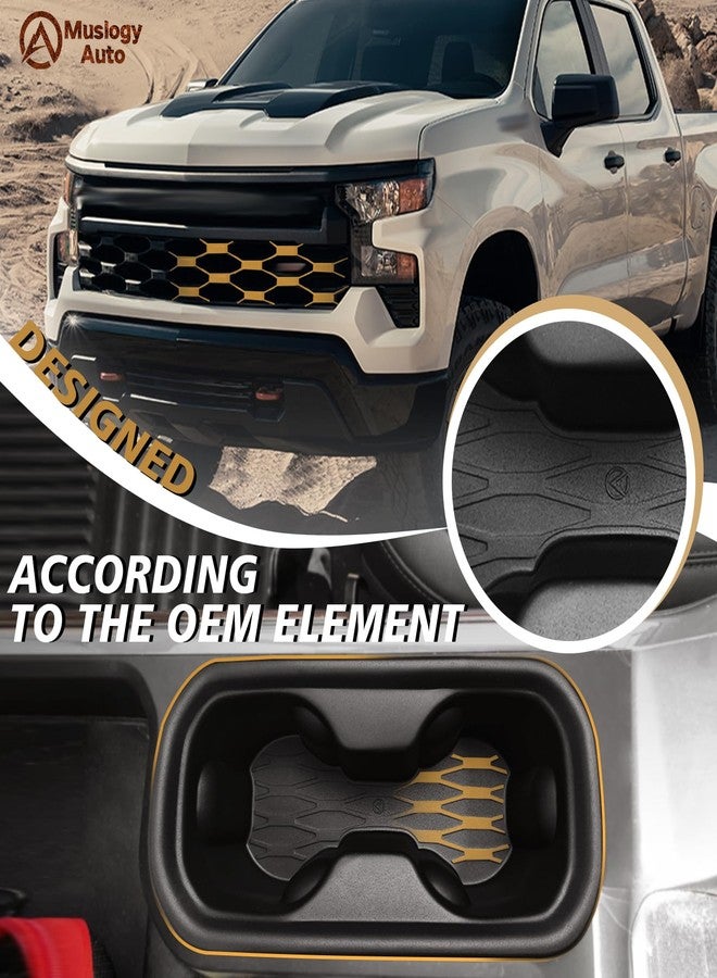 Muslogy Center Console Cup Holder Inserts Compatible with 2022-2024 2025 Chevy Silverado & GMC Sierra Accessories Middle Console Drink Holder TPE Organizer Non-Slip Drink Stopper(Bucket Seat Only) - Image 4