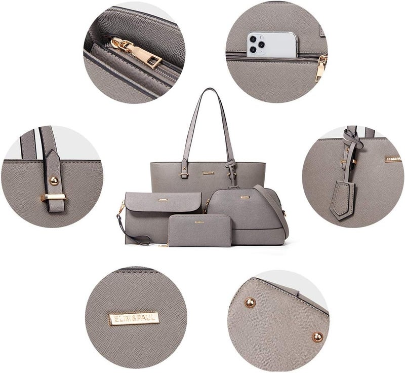 YTL Women Fashion Handbags Wallet Tote Bag Shoulder Bag Top Handle Satchel Purse Set 4pcs - Image 3