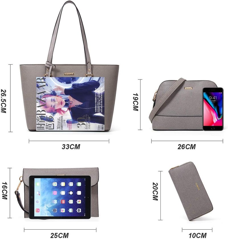 YTL Women Fashion Handbags Wallet Tote Bag Shoulder Bag Top Handle Satchel Purse Set 4pcs - Image 5