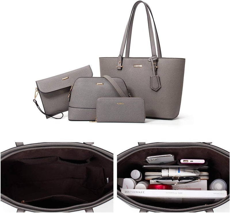 YTL Women Fashion Handbags Wallet Tote Bag Shoulder Bag Top Handle Satchel Purse Set 4pcs - Image 4