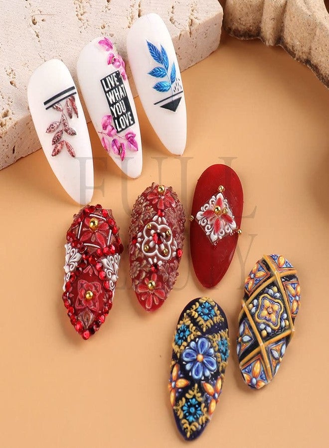 T-Antrix Nail Art Stickers 3D Retro Style Nail Decals Self Adhesive Nail Supplies Flower Totem Nail Stickers for Women Manicure Decoration DIY Nail Art Design - Image 5