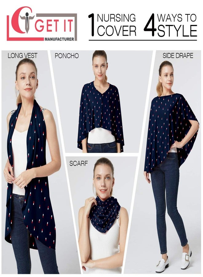 GET IT Premium Multi Usage Baby Breastfeeding Pillow Cover Nursing Pillow Cover for Newborn 360 Degree Protection - Navy Blue Print - Image 2