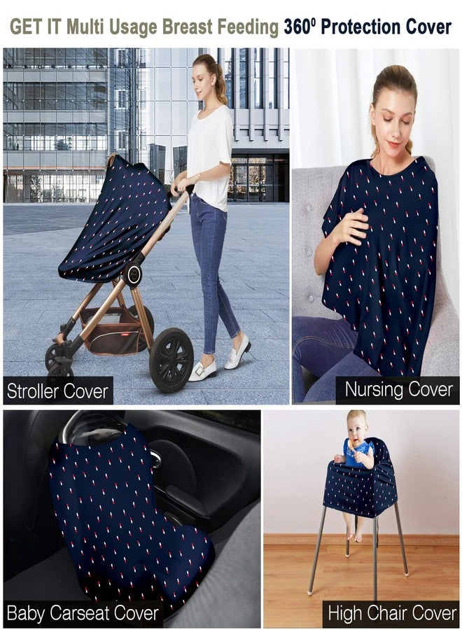 GET IT Premium Multi Usage Baby Breastfeeding Pillow Cover Nursing Pillow Cover for Newborn 360 Degree Protection - Navy Blue Print - Image 5