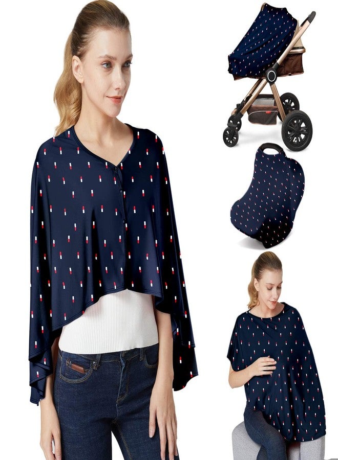 GET IT Premium Multi Usage Baby Breastfeeding Pillow Cover Nursing Pillow Cover for Newborn 360 Degree Protection - Navy Blue Print - Image 1