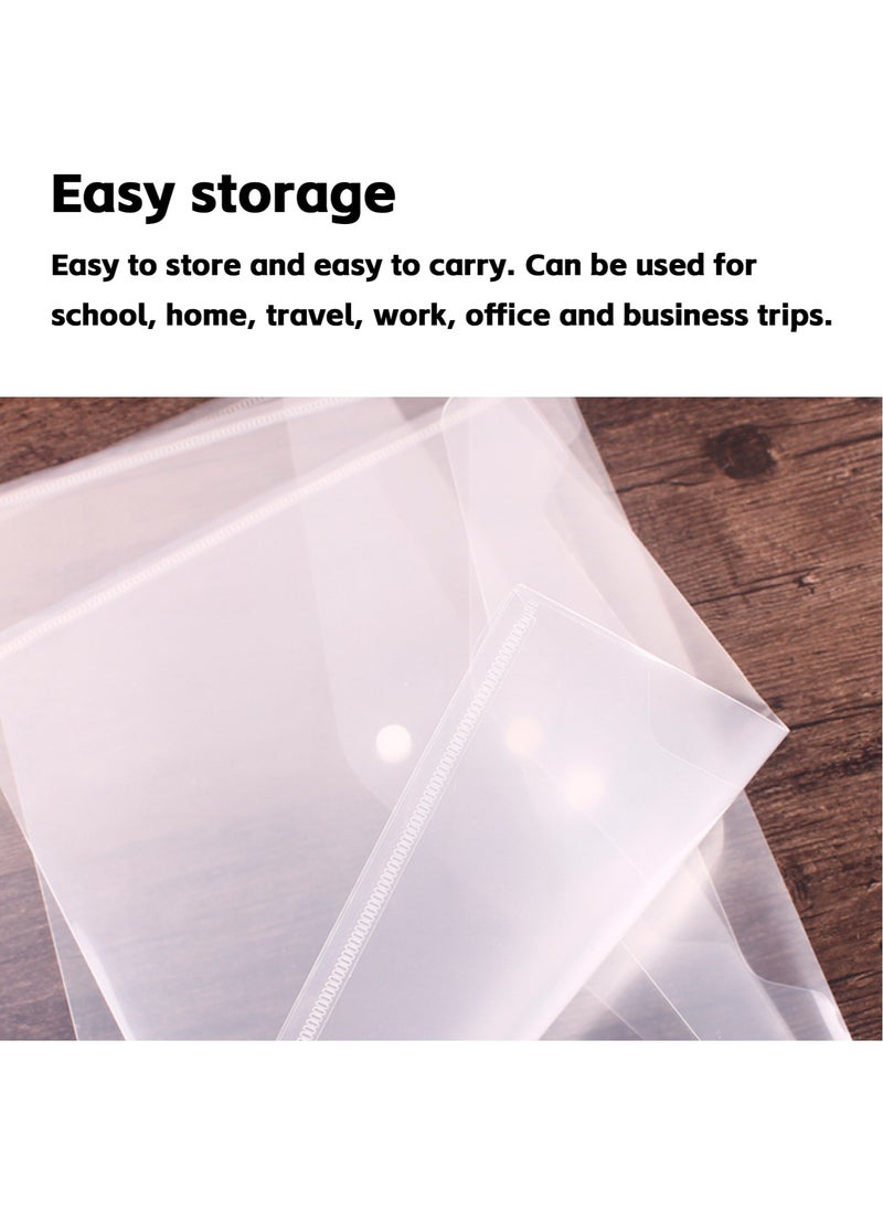 Teuuea - 30 Pieces A4 Document Bags with Snap Button Closure, Clear Plastic Poly Envelopes Organizers, Waterproof Transparent File Folder Bags for Office, Home, School, Stationery - Image 1