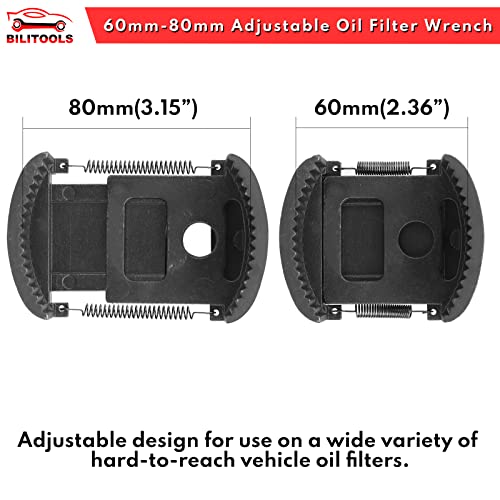 BILITOOLS Universal Oil Filter Wrench Removal Tool Adjustable, 60-80mm (2.36-3.15 inch), 1/2" Drive - Image 3
