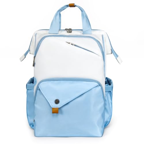 Hap Tim Travel Backpack Carry On Flight Approved Laptop Backpack for School Work Backpack Woman White Blue7651WB - Image 1