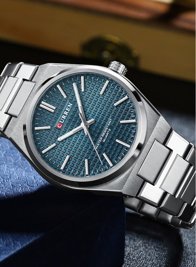 CURREN CURREN 8439M Men Quartz Minimalist Grid Business Watch Stainless Steel Band Alloy Case Fashion Multifunction Wristwatch Abrastion Resistant glass 3ATM Luminous Display Watch - Image 4