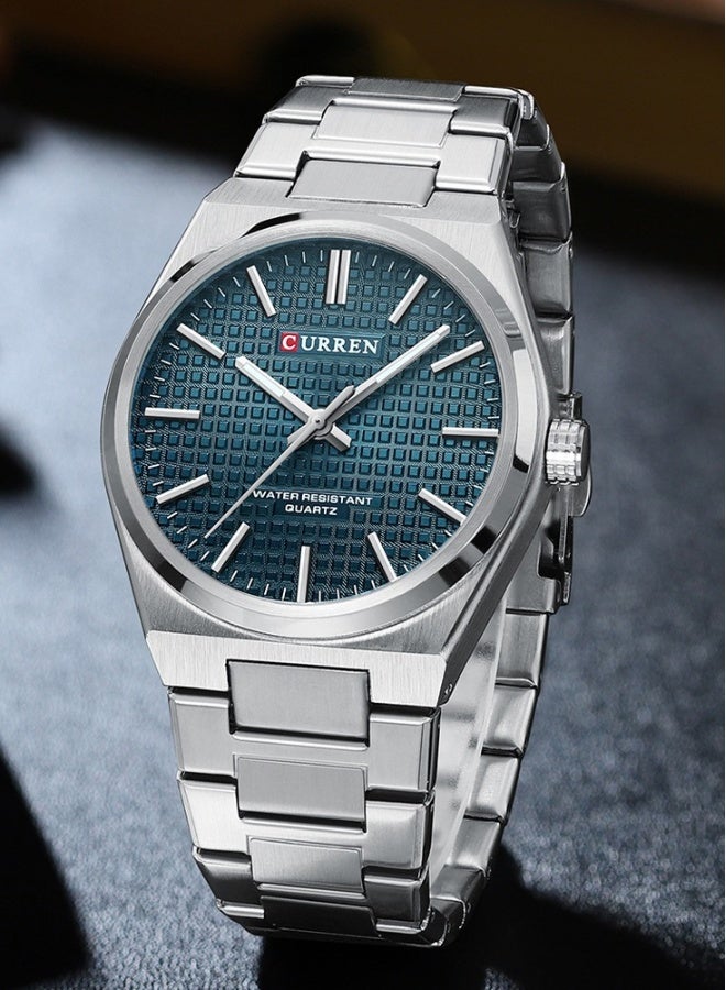 CURREN CURREN 8439M Men Quartz Minimalist Grid Business Watch Stainless Steel Band Alloy Case Fashion Multifunction Wristwatch Abrastion Resistant glass 3ATM Luminous Display Watch - Image 3
