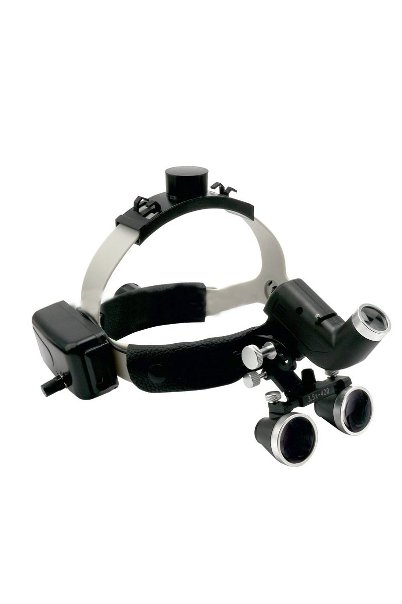 عدسة مكبرة للأسنان 2.5x 3.5x مصباح أمامي جراحي 5 واط مصباح أمامي لاسلكي مكبر للأسنان مكبر جراحي أسود - نطاق 2.5x - Image 1