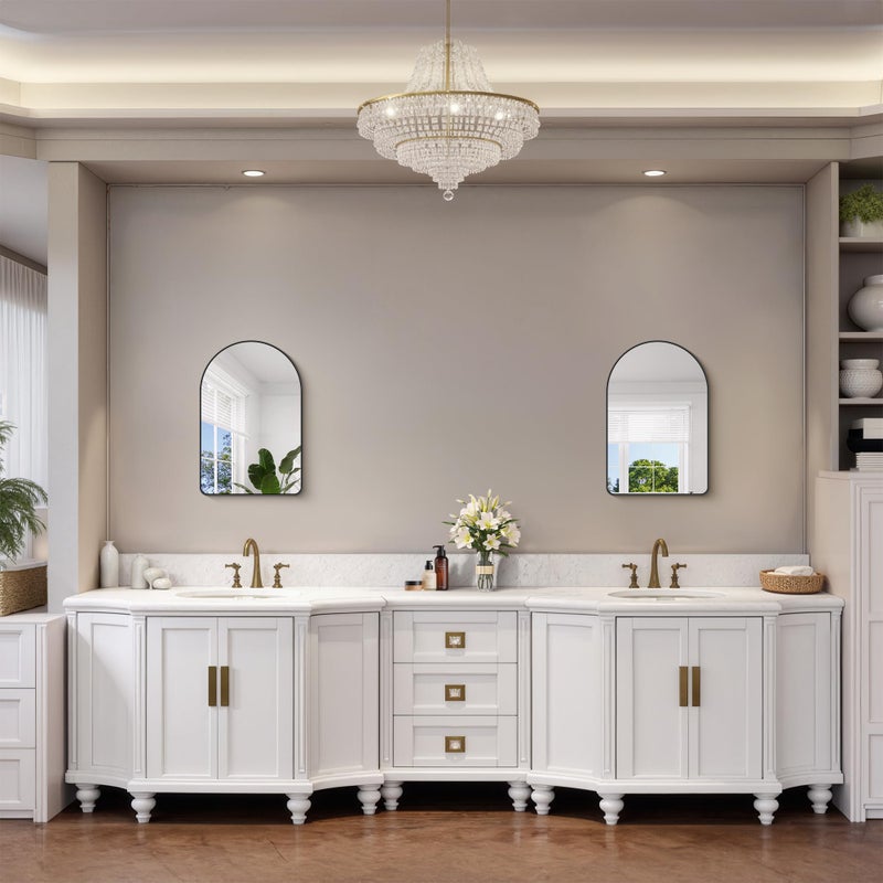 FORBATH Arched Bathroom Mirror 16x24 Inch, Black Bathroom Mirror Wall Mounted Modern Aluminum Alloy Frame Arch Mirror for Bedroom Living Room Entryway, Hanging or Leaning Against Wall - Image 4