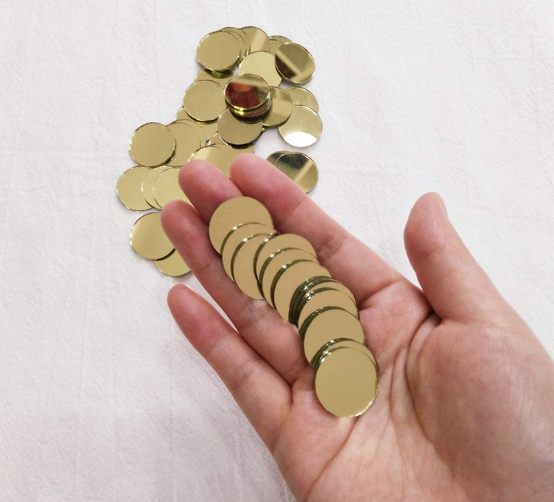 MEYA 2CM 078inch Tiny Round Glass Mirror Circles Real Glass Round Mirror for Crafts Traveling Framing Decoration and DIY Projects Gold Mirror 20CM Dia