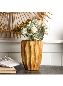 LIVING SHAPES LIVING SHAPES Linda Wood Vase Elegant Teak Wood Accent 