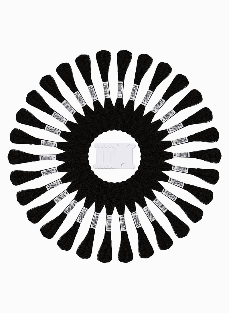 SYOSI Embroidery Floss, 24 Skeins Black Embroidery Cross Stitch Threads Embroidery Floss Friendship Bracelets Floss Crafts Floss Hand Embroidery Thread with 30 Pieces Floss Bobbins - Image 1
