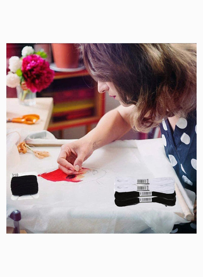 SYOSI Embroidery Floss, 24 Skeins Black Embroidery Cross Stitch Threads Embroidery Floss Friendship Bracelets Floss Crafts Floss Hand Embroidery Thread with 30 Pieces Floss Bobbins - Image 3