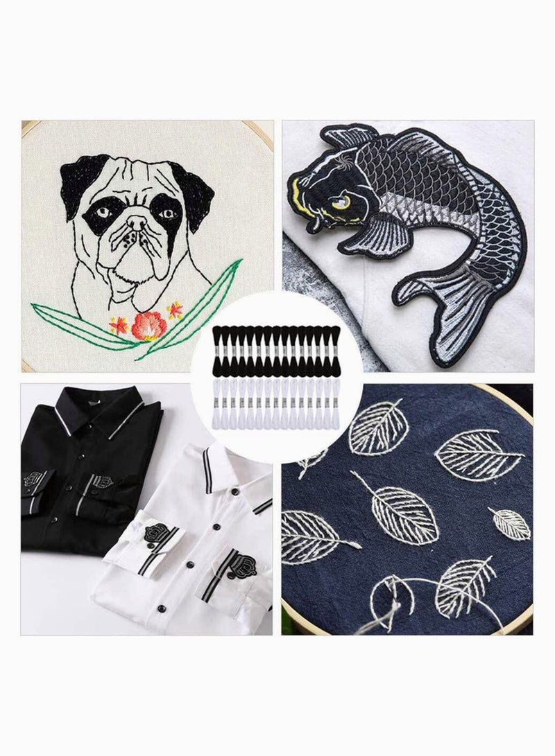 SYOSI Embroidery Floss, 24 Skeins Black Embroidery Cross Stitch Threads Embroidery Floss Friendship Bracelets Floss Crafts Floss Hand Embroidery Thread with 30 Pieces Floss Bobbins - Image 4