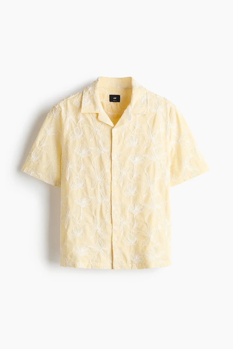 H&M  Regular Fit Embroidered resort shirt for Men | Best Price UAE
