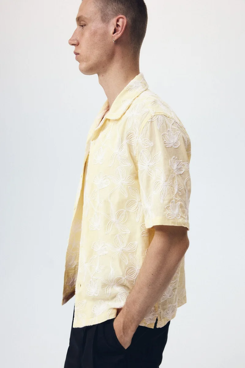 H&M  Regular Fit Embroidered resort shirt for Men | Best Price UAE