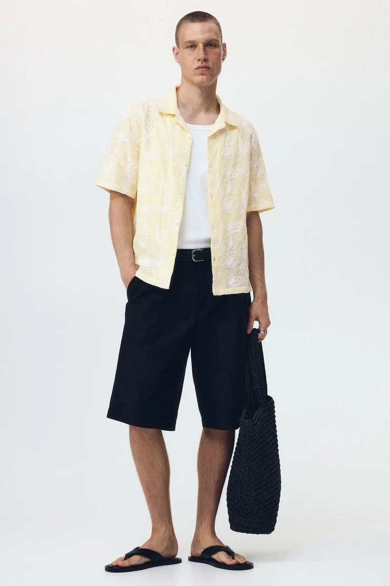 H&M  Regular Fit Embroidered resort shirt for Men | Best Price UAE