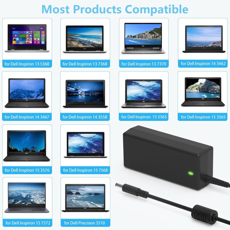 شاحن كمبيوتر محمول 65W متوافق مع Dell Inspiron 11 13 14 15 17 3000 5000 7000 Series, Vostro 13 14 15 16 3000 5000, Latitude 13 14 15 3000, XPS 13 Series - Image 4