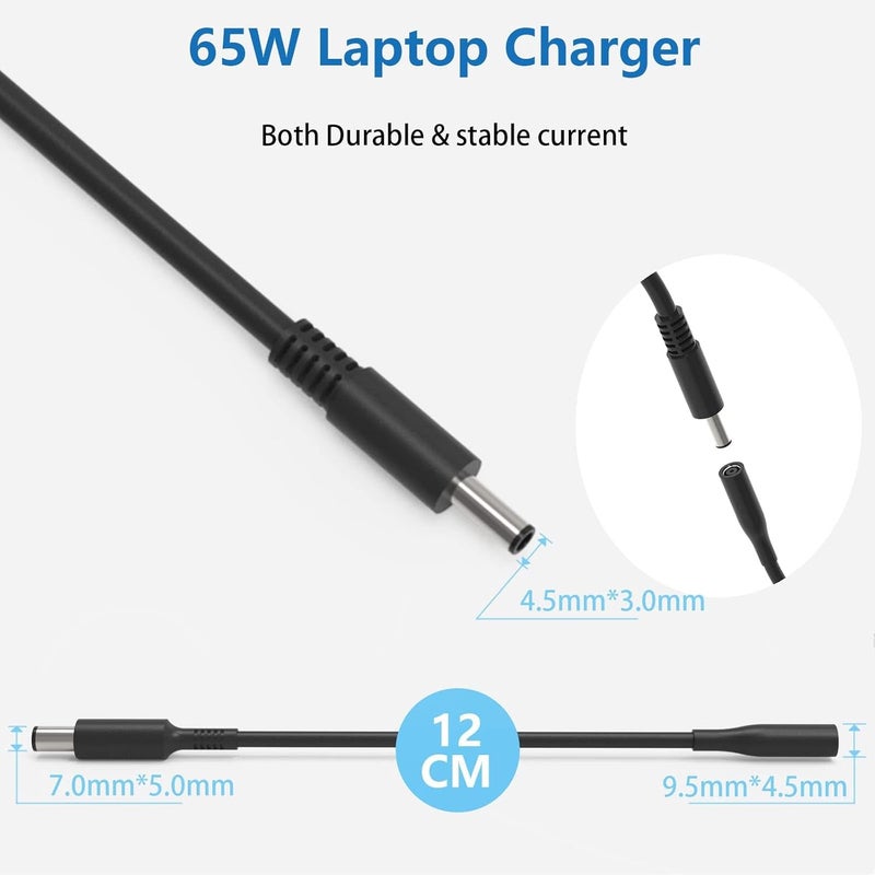 شاحن كمبيوتر محمول 65W متوافق مع Dell Inspiron 11 13 14 15 17 3000 5000 7000 Series, Vostro 13 14 15 16 3000 5000, Latitude 13 14 15 3000, XPS 13 Series - Image 2
