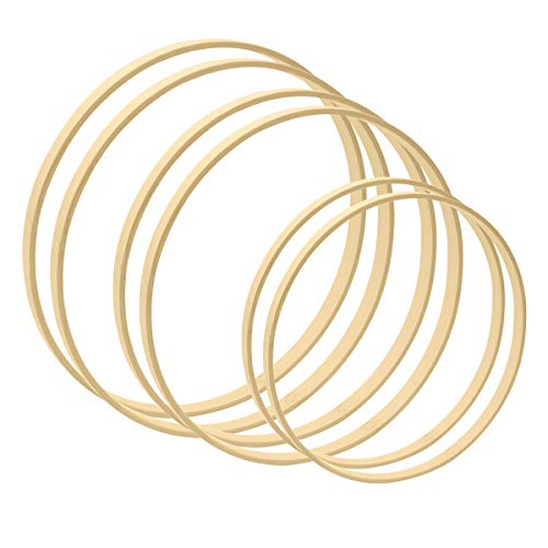 Worown 6 Pack Bamboo Floral Hoops, 3 Size Wooden Floral Wreath Rings for Making Wedding Wreath Decor and Wall Hanging Crafts (8, 10, 12 Inch) - Image 1