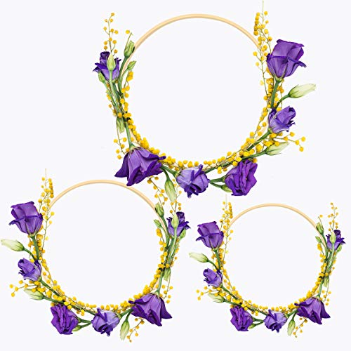 Worown 6 Pack Bamboo Floral Hoops, 3 Size Wooden Floral Wreath Rings for Making Wedding Wreath Decor and Wall Hanging Crafts (8, 10, 12 Inch) - Image 5
