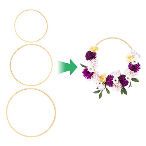 Worown 6 Pack Bamboo Floral Hoops, 3 Size Wooden Floral Wreath Rings for Making Wedding Wreath Decor and Wall Hanging Crafts (8, 10, 12 Inch) - Image 3