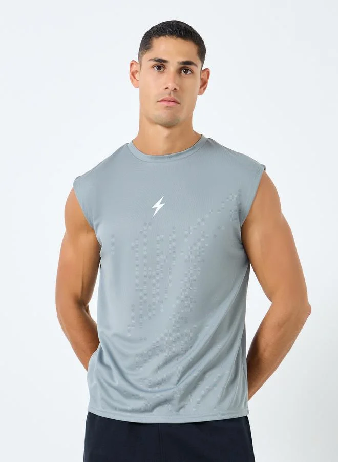 Styli Styli Relaxed Fit Workout Active Tank with Minimal Print