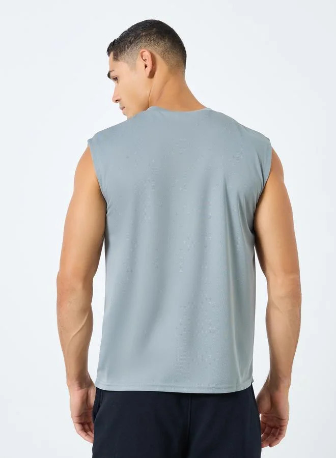 ستايلي Styli Relaxed Fit Workout Active Tank with Minimal Print
