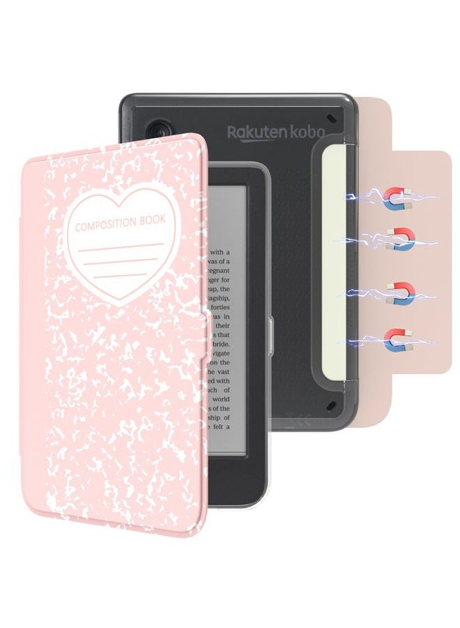 E NET-CASE Detachable Magnetic Case for 6" Kobo Clara Colour (2024) /Clara BW (2024) /2E (2022) eReader, Ultra Clear Back Scratch-Proof Light丨Easy to Detach & Attach丨Auto Sleep/Wake (Love Pink) - Image 1