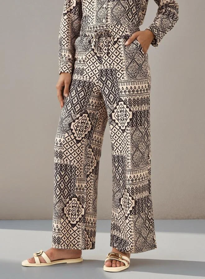 Splash FAV  Coord Set with Shirt & Wide Leg Pants for Women | Best Price UAE