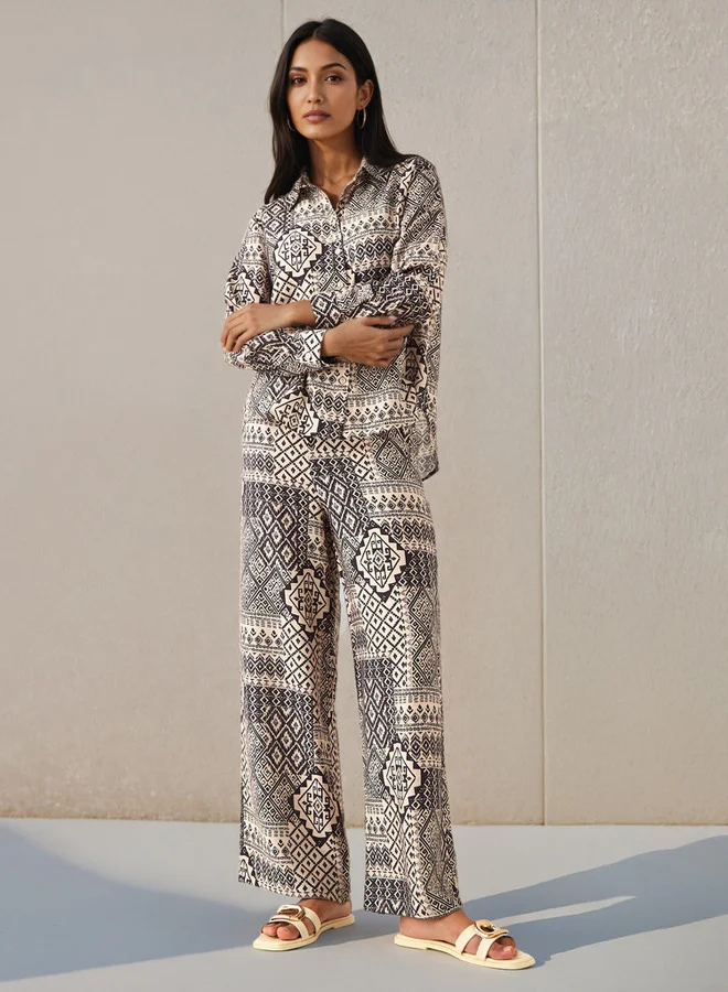 Coord Set with Shirt & Wide Leg Pants