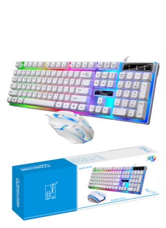 FPC Rainbow Backlit Wired Keyboard and Mouse,Floating Keycap Strong, Wear-resistant, Comfortable Feel Keyboard for Business Office  - Image 1