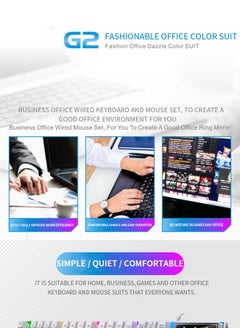 FPC Rainbow Backlit Wired Keyboard and Mouse,Floating Keycap Strong, Wear-resistant, Comfortable Feel Keyboard for Business Office  - Image 3
