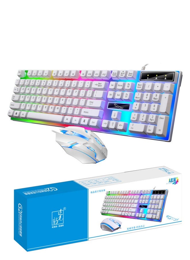 أف بي سي - قوس قزح الخلفية السلكية لوحة المفاتيح والفأرة ، العائمة keycap قوية ، وارتداء مقاومة ومريحة مكتب عمل لوحة المفاتيح - Image 1
