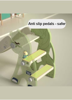 Glanfen Kid Slide for Toddler Indoor Plastic Slide Outdoor Playground Climber Slide Playset with Basketball Hoop & Ring Game  - Image 2