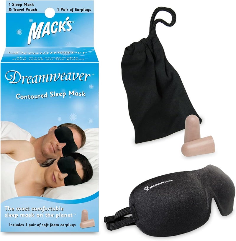 Mack's Dreamweaver Contoured Sleep Mask with Earplugs and Travel Pouch - Pack of 2 - Image 1