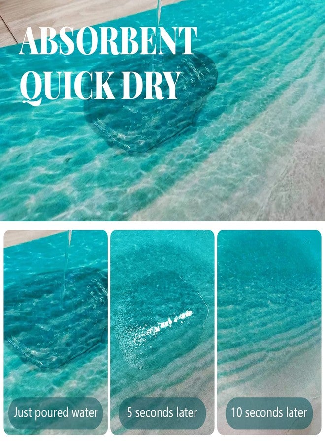 LYGLIGH Ultra Thin Bath Mat, Teal Bathroom Rugs Fit Under Door, 24‘’X16'' - Image 5