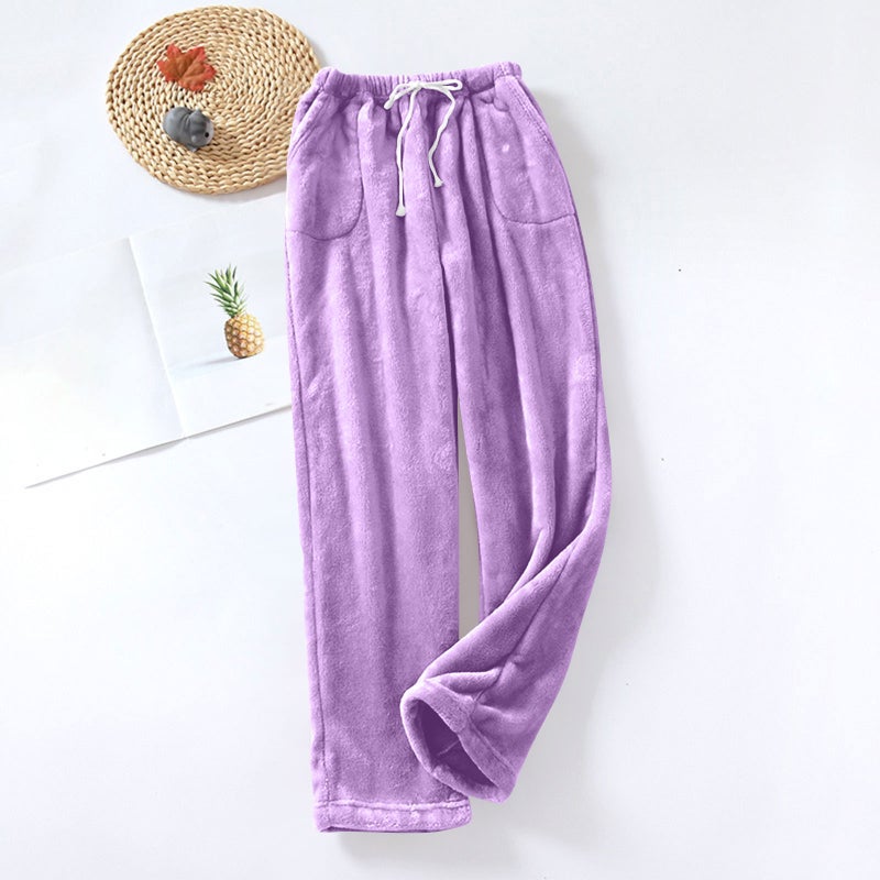 Flannel Loose Fit Lounge Pants Casual Warm Trousers - Image 4
